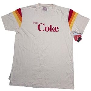 Red Jacket Coca-Cola Retro Enjoy Coke T-Shirt 2XL Cream Striped Sleeves NWT